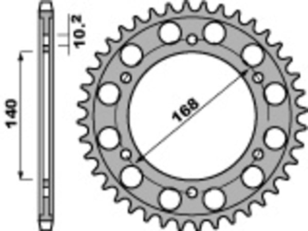 PBR Standard C45 in acciaio posteriore Spoket 4613 - 525 4613 42 C45