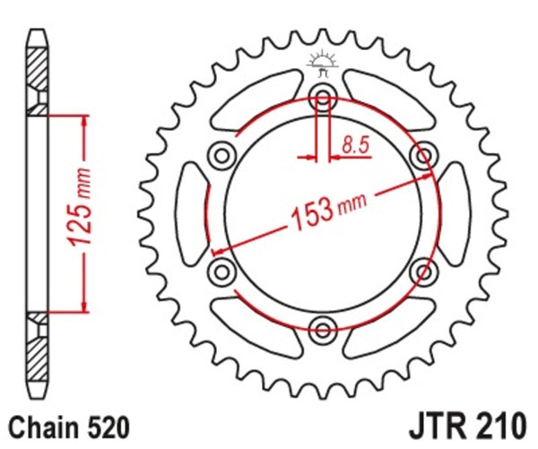 JT Sprock's Steel Standard posteriore Sprock 210 - 520 JTR210.49SC