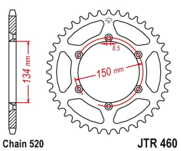 JT Sprock's Steel Self -Cleaning Reaar Sprock 460 - 520 JTR460.48SC