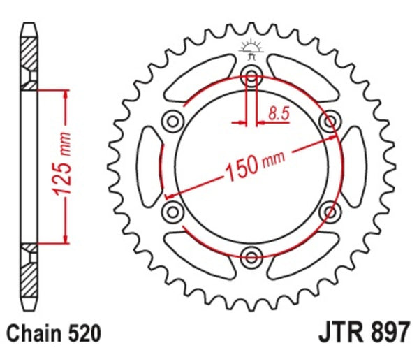 JT Sprock's Steel Standard Rear Sprock 897 - 520 JTR897.48SC