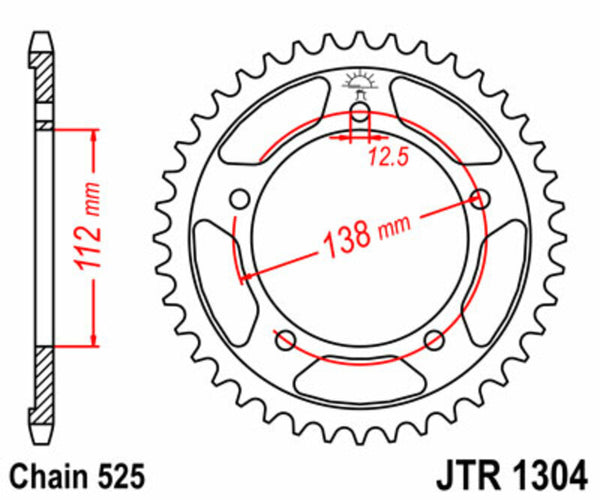 JT Sprock's Steel Standard Rear Sprock 1304 - 525 JTR1304.42