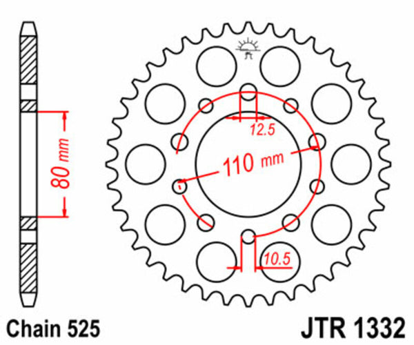 JT Sprock's Steel Standard Standard Portatore 1332 - 525 JTR1332.42