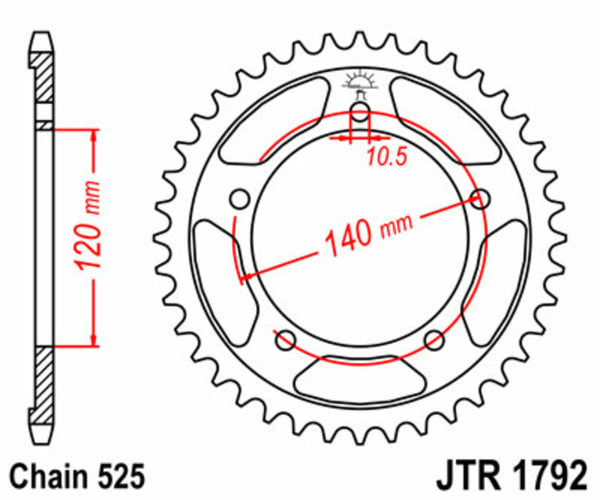 JT Sprock's Steel Standard Standard Portomer 1792 - 525 JTR1792.45