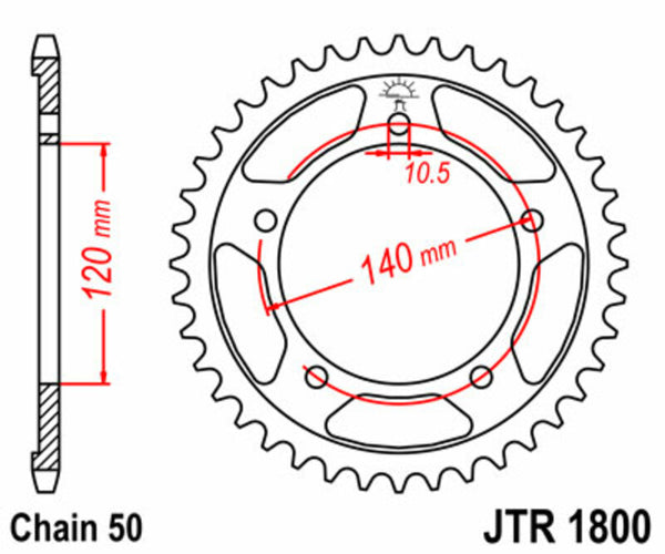 JT Sprock's Steel Standard Rear Sprock 1800 - 530 JTR1800.45