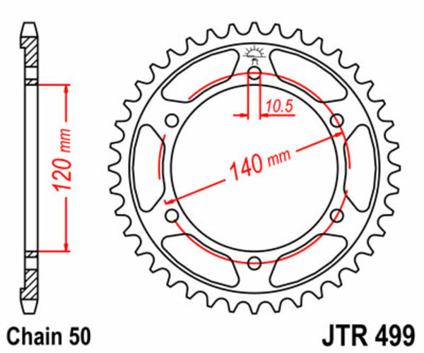 JT Sprock's Steel Standard Standard posteriore Sprock 499 - 530 JTR499.45