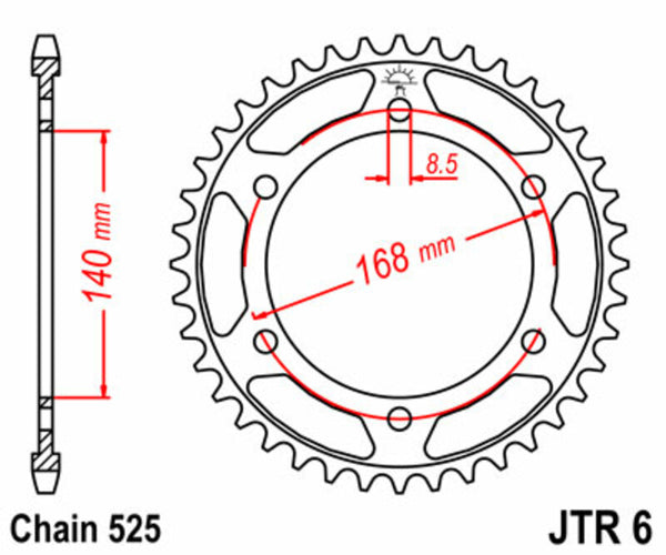 JT Sprock's Steel Standard Portatore posteriore 6 - 525 JTR6.42