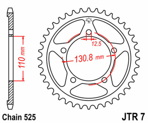 JT Sprock's Steel Standard Standard Portom 7 - 525 JTR7.45