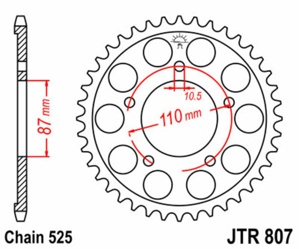 JT Sprock's Steel Standard posteriore Sprock 807 - 525 JTR807.45