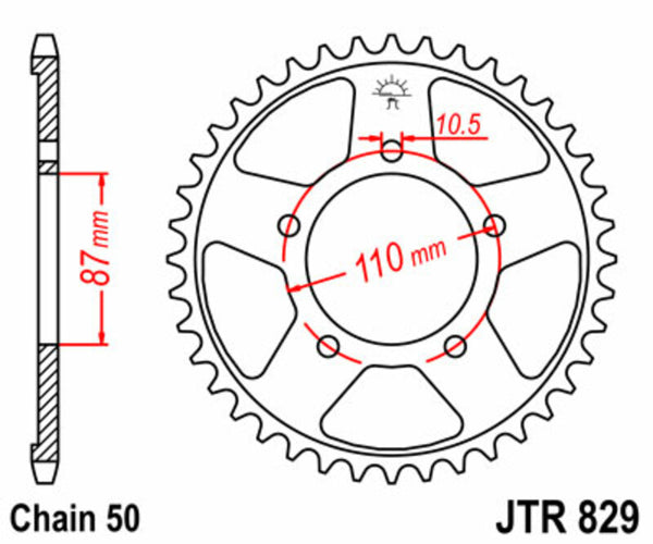 JT Sprock's Steel Standard Rear Sprock 829 - 530 JTR829.48