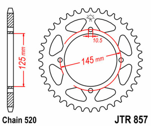 JT Sprock's Steel Standard Rear Sprock 857 - 520 JTR857.47