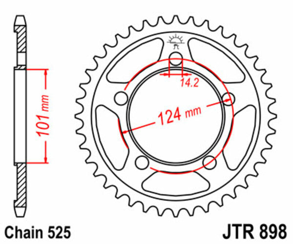 JT Sprock's Steel Standard Standard posteriore Sprock 898 - 525 JTR898.38