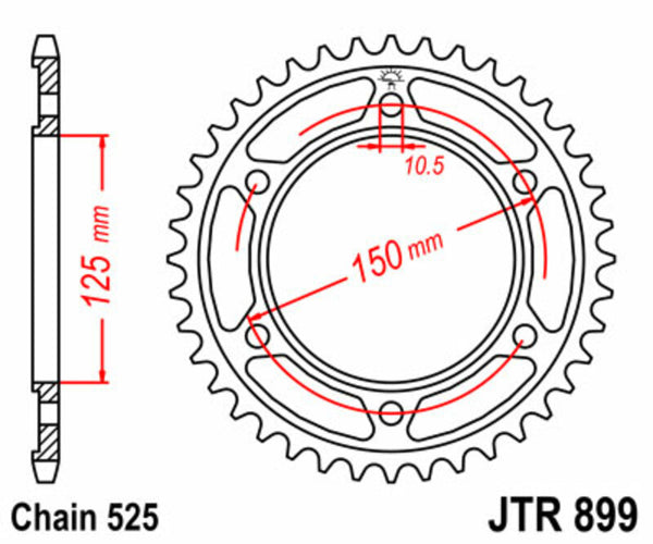 JT Sprock's Steel Standard Rear Sprock 899 - 525 JTR899.42