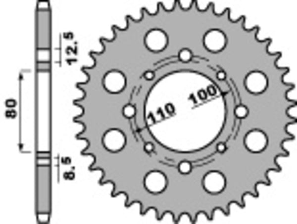 PBR Standard C45 in acciaio posteriore Spoket 333 - 630 333 41 C45