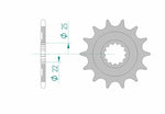 AFAM Steel Standard Front Sprocket 27502 - 520 framdrev med teknisk ritning. Passar Kawasaki KLX 450 och KX 450, tillverkad i slitstarkt stål.