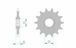 AFAM Steel Standard Framdrev 94313 - 520 med 13 tänder, kompatibelt med Gas Gas EC och Rieju MR modeller. Teknisk ritning visar dimensioner och spline-detaljer.