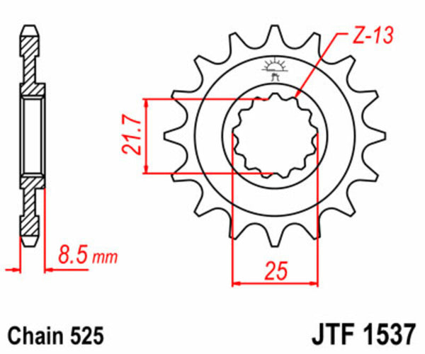 JT Sprock's Steel Standard Front Spocket 1537 - 525 JTF1537.15