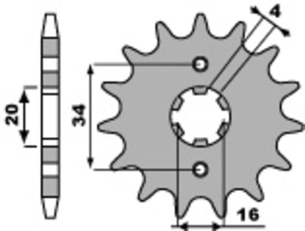 PBR Acciaio Standard Front Sprock 263 - 428 263 16 18NC