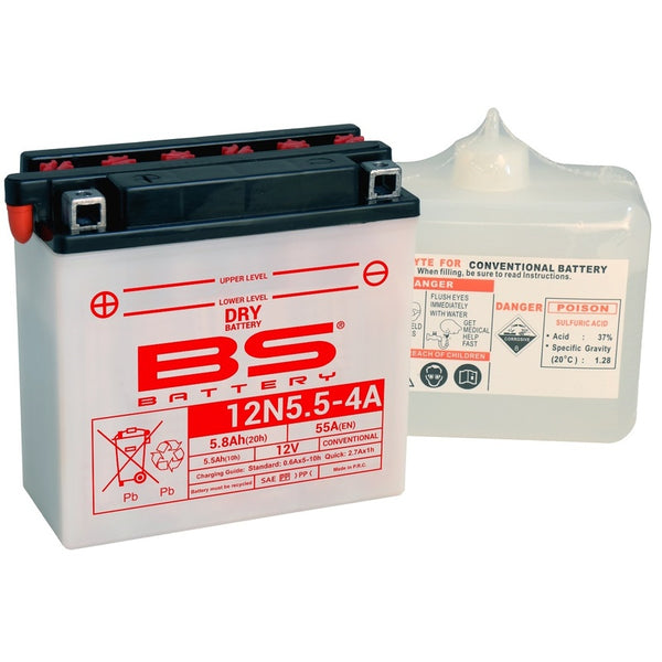 BS Battery Conventional Battery with Acid Pack - 12N5.5-4A 
