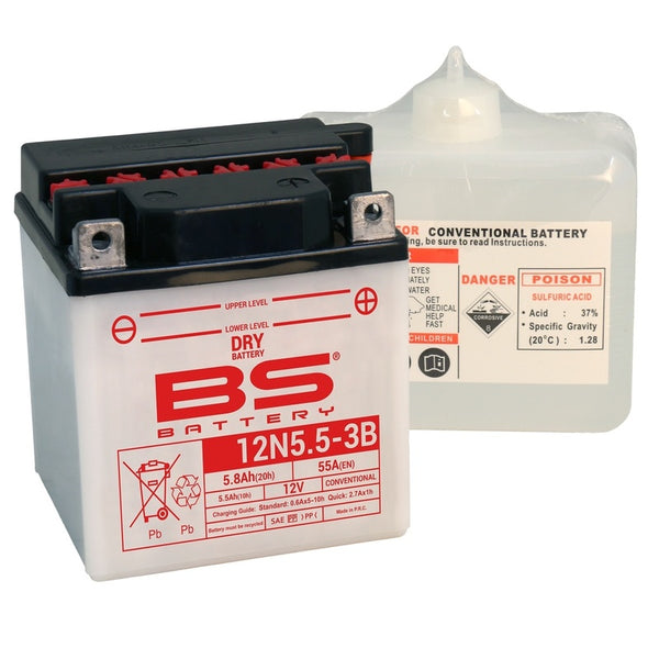 BS Battery Conventional Battery with Acid Pack - 12N5.5A-3B 