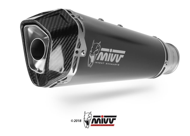 MIVV Delta Race Muffler Steel Black/Carbon End Cap Kawasaki Z900 K.045.LDRB med kolfiberände och sportig design för motorcykeltillbehör.