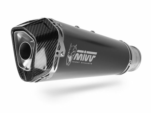 MIVV Delta Race Muffler Steel Black/Carbon End Cap KTM 1290 Superduke GT KT.018.LDRB med sportig design i svart stål och kolfiber. Perfekt reservdel inom ACC. EXHAUST för motorcykeltillbehör.
