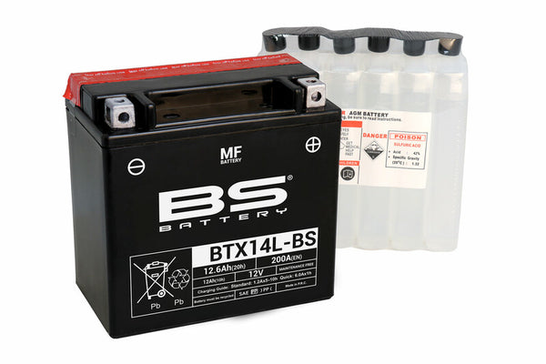 BS Battery Maintenance-Free Battery with Acid Pack - BTX14L-BS 