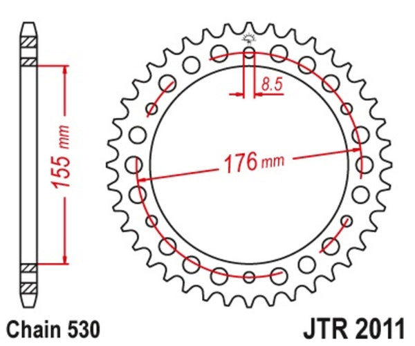 JT Sprockets Steel Standard Standard Bety Sprock 2011 - 530 JTR2011.44