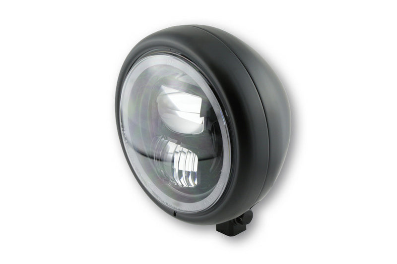 Highsider 5 3/4 "LED Headlight Pecos Type7 With Parking Light Ring, Black Matt 223-225