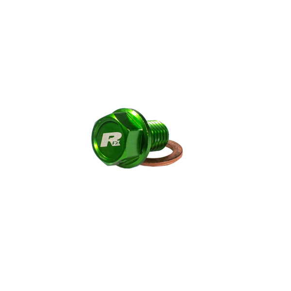 RFX Pro Magnetic Drain Bolt (Green) [M10 x 22mm x 1.5] - Kawasaki KXF450/450R FXDB2020099GN