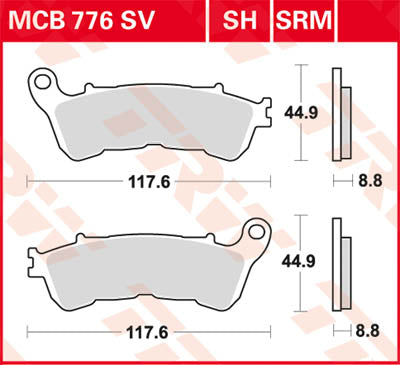 Trw Brake Pad Pad Organic Street MCB776