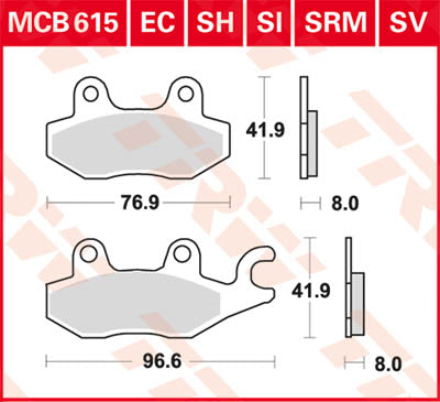 Trw Brake Pad Pad Organic Scooter -125 MCB61ec