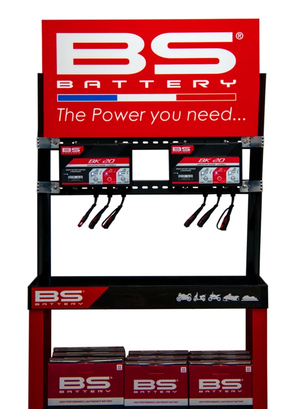 BS BATTERY Display Kit with two BK20 Chargers NULL