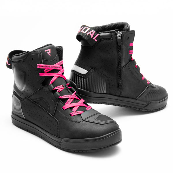 Rebelhorn Ladies MC-Shoes Vandal II Nero /Pink