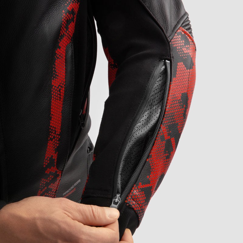 Rebelhorn mc-leather jacket veloce black /camo red