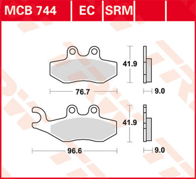 TRW Brake Pak Pad Organic Scooter -125 MCB744EC
