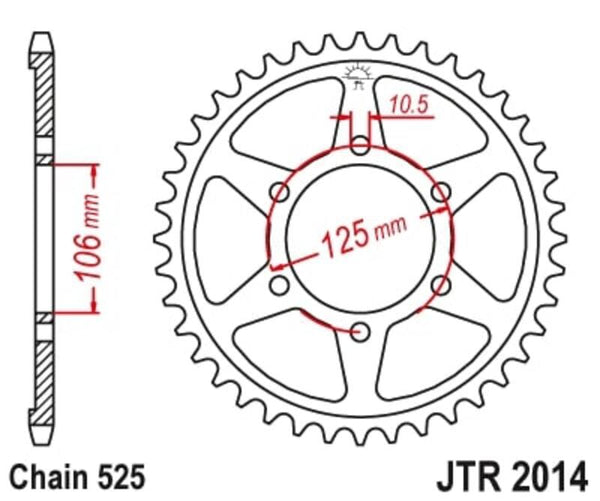 JT Sprockets Steel Standard Standard Porta Sprock 2014 - 525 JTR2014.46