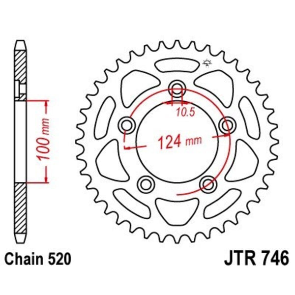 JT Sprock's Steel Standard Standard posteriore Sprock 746 - 520 JTR746.46