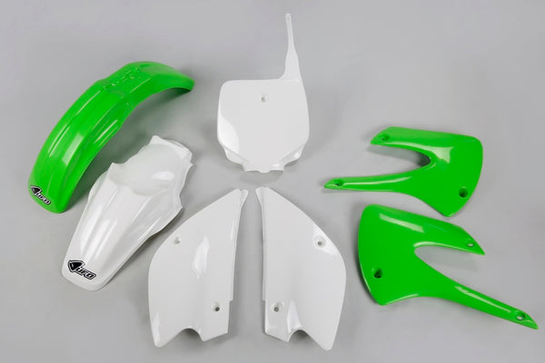 UFO Kit di plastica Restyled OEM Color (2013) Green/bianco Kawasaki KX85 Kakit218@999