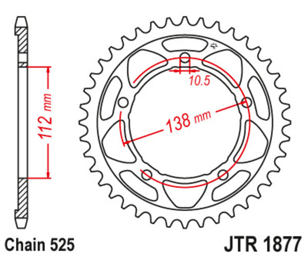 JT Sprock's Steel Standard Standard posteriore Sprock 1877 - 525 JTR1877.45