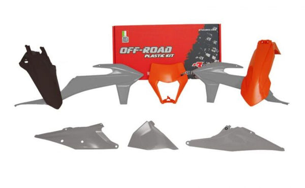 Kit di plastica Racetech 6 parti-Grey e Orange R-Kitktm-Gr2-523 (Ezberg Rodeo 2023)