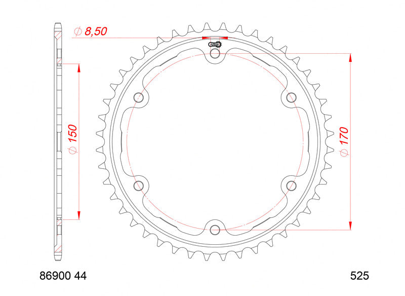 Spropet posteriore in acciaio AFAM Standard 86900 - 525