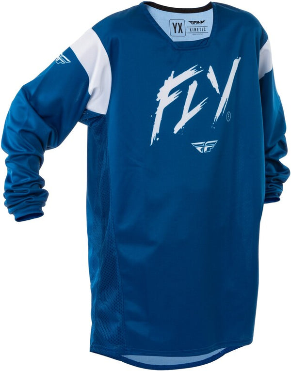 Fly Racing Kinetic Stoke Youth Jersey - Navy/White 378-526YM