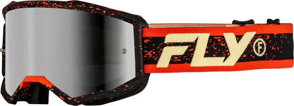 FLY Racing Zone Cross Goggles Black/Red/Beige – Silver Mirror/Smoked Glass 