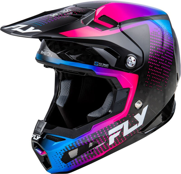 Fly Racing Formula's Carbon Protocol Helmet - Black Carbon/Blue/Rosa 73-4467x