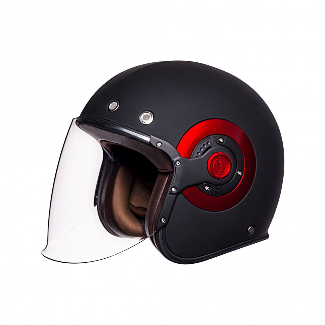 Casco SMK Jet MC retrò nero /rosso