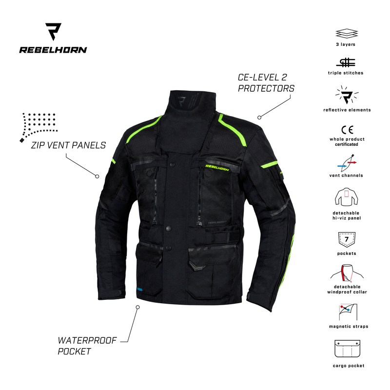 Rebelhorn Textile MC jacket Cubby IV Black /Flu