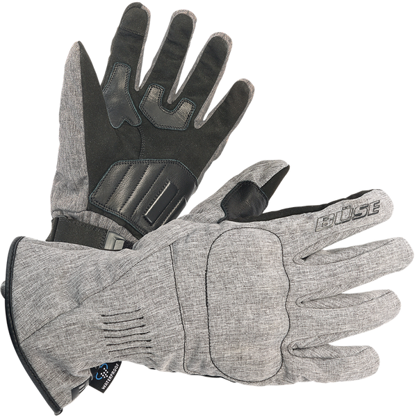 BÜSE Mc-Handskar Comfort Grå med ergonomisk design och förstärkta skyddszoner. Perfekta för motorcykelförare som söker komfort och säkerhet.
