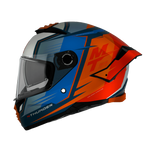 Sidovy av MT Helmets Integral Mc-Hjälm Thunder 4 SV Pental Pearl Orange med integrerat visir och sportig grafik i blått och orange.