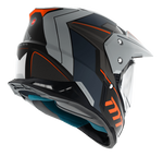 Baksidan av MT Helmets Enduro Mc-Hjälm Synchrony Patrol Matt Orange med ventilationssystem och modern grafik i grått och orange.