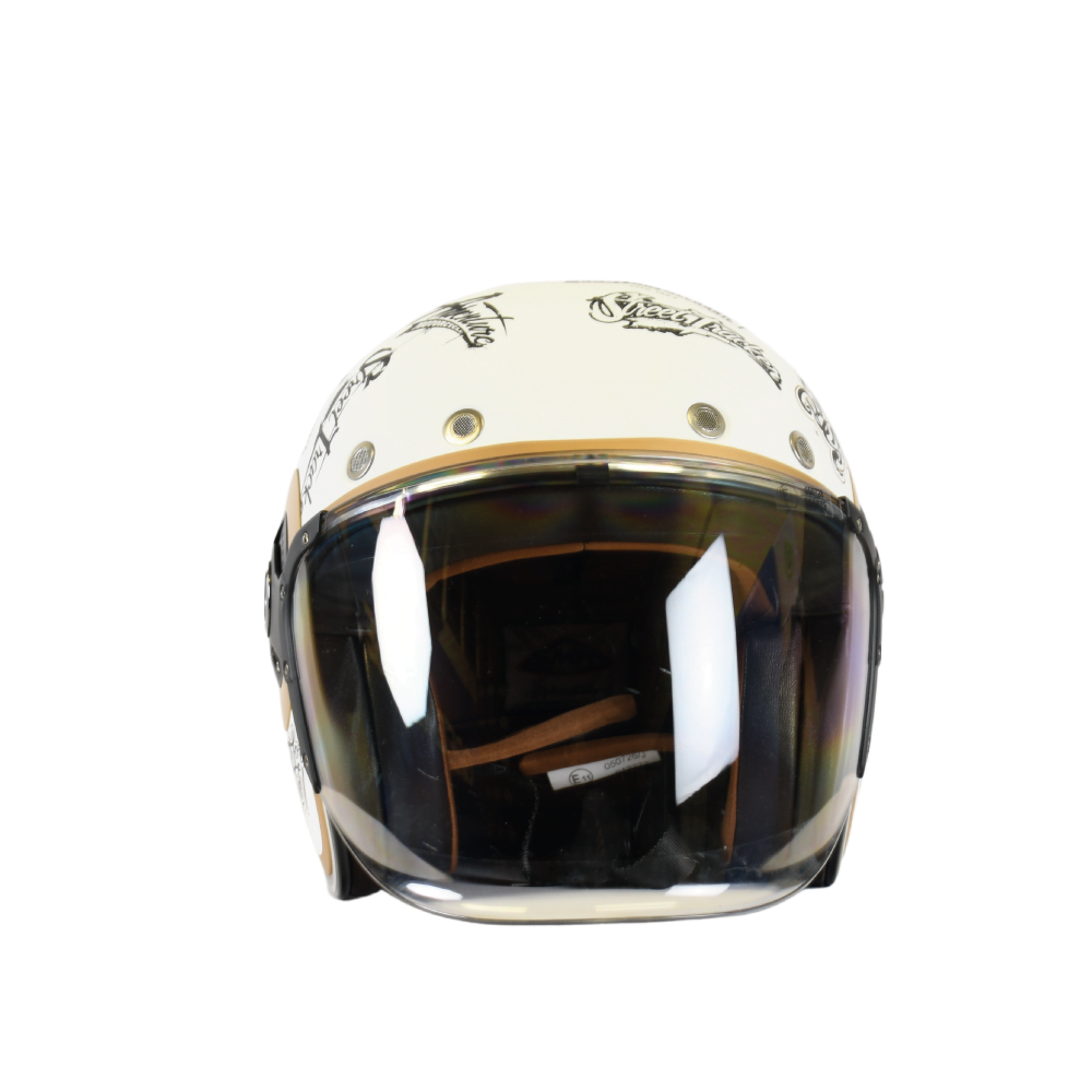 SMK Jet MC Helmet Retro Tracker White